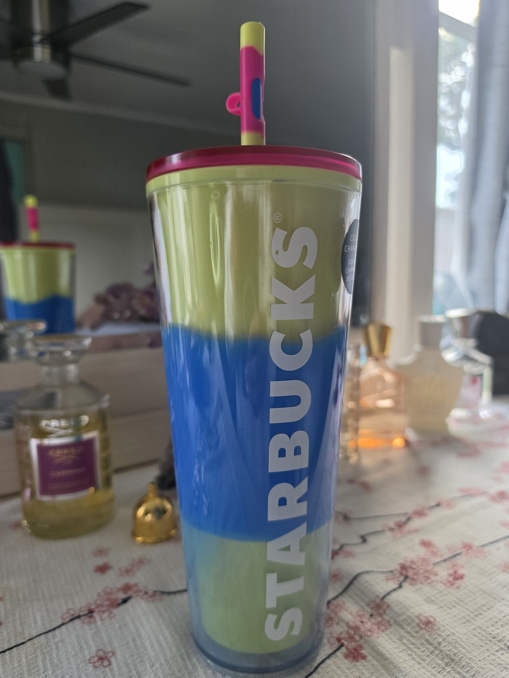 Starbucks Neon Yellow, Blue & Pink Reusable Tumbler with Straw